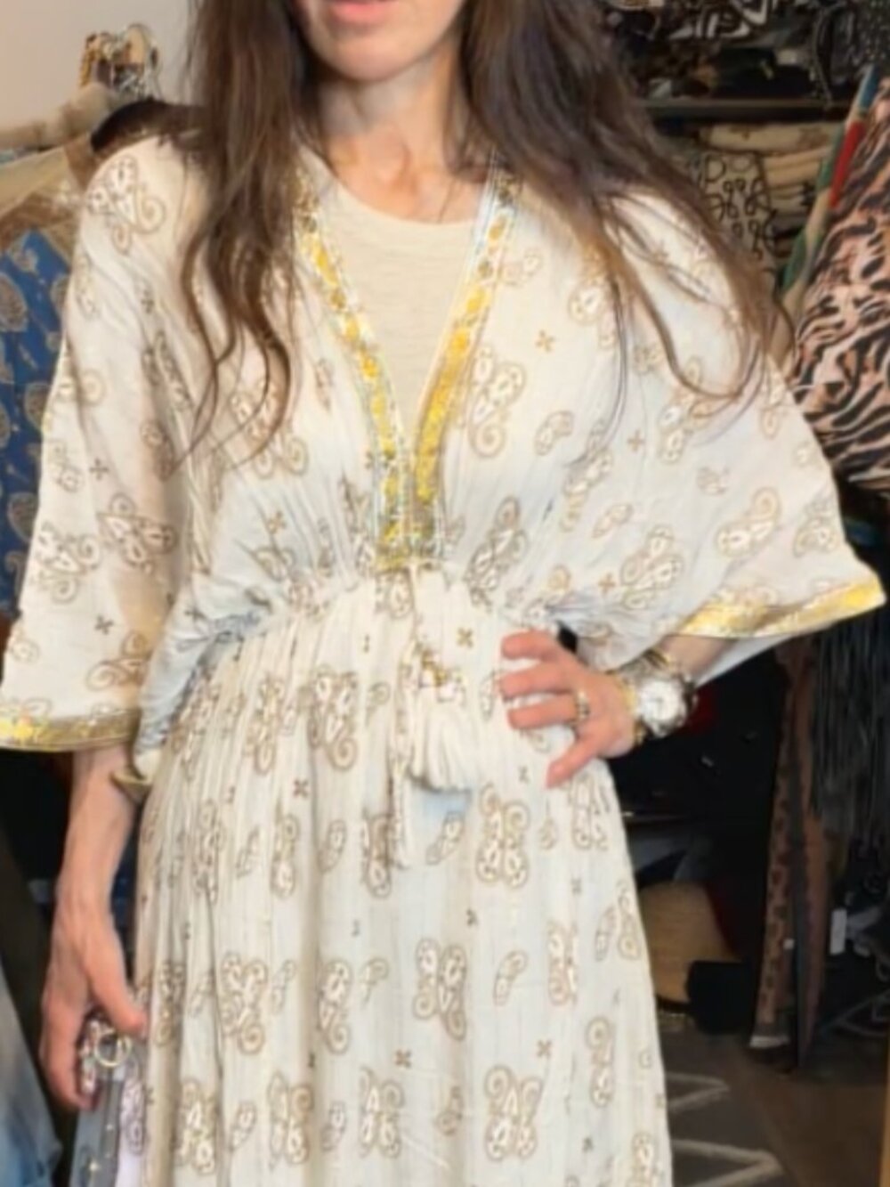 ShopEvelynne Cream Paisley Maxi Dress